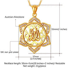 Load image into Gallery viewer, U7 Unisex Platinum / 18K Gold Plated Allah Pendant with 22 inch Link Chain Necklace