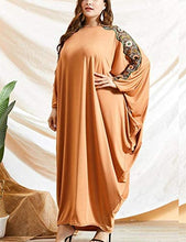 Load image into Gallery viewer, Flygo Women&#39;s Batwing Plaid Floral Printed Short Sleeve Oversized Maxi Dress