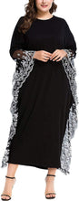 Load image into Gallery viewer, Flygo Women&#39;s Batwing Plaid Floral Printed Short Sleeve Oversized Maxi Dress