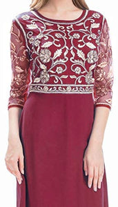 MANER Chiffon Beaded Sequin 3/4 Sleeve Long Gown - Zainab's Closet