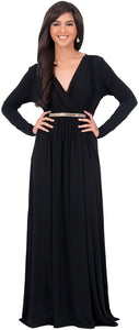 KOH KOH V-Neck Flowy Formal Kaftan Dress - Zainab's Closet
