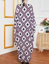 Load image into Gallery viewer, Flygo Women&#39;s Batwing Plaid Floral Printed Short Sleeve Oversized Maxi Dress