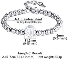 Load image into Gallery viewer, PROSTEEL Childrens&#39; Allah Bracelet, Islamic Jewelry Stainless Steel Beaded Chain Bracelet, fits Wrist from 5.9&#39;&#39; to 7.9&#39;&#39;