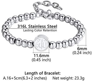 PROSTEEL Childrens' Allah Bracelet, Islamic Jewelry Stainless Steel Beaded Chain Bracelet, fits Wrist from 5.9'' to 7.9''