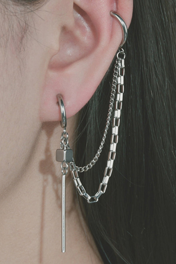 Double Piercing Chain Earring