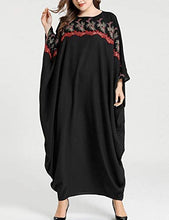 Load image into Gallery viewer, Flygo Women&#39;s Batwing Plaid Floral Printed Short Sleeve Oversized Maxi Dress