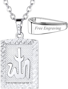 U7 Unisex Platinum / 18K Gold Plated Allah Pendant with 22 inch Link Chain Necklace