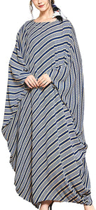 Flygo Women's Batwing Plaid Floral Printed Short Sleeve Oversized Maxi Dress