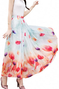 Afibi Womens Full/Ankle Length Blending Maxi Chiffon Long Skirt - Zainab's Closet