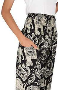 Joob Joob Women's Comfy Bohemian Tapered Elephant Loose Yoga Travel Pajama Lounge Pants - Zainab's Closet