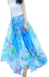 Afibi Womens Full/Ankle Length Blending Maxi Chiffon Long Skirt - Zainab's Closet