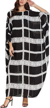 Load image into Gallery viewer, Flygo Women&#39;s Batwing Plaid Floral Printed Short Sleeve Oversized Maxi Dress