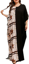Load image into Gallery viewer, Flygo Women&#39;s Batwing Plaid Floral Printed Short Sleeve Oversized Maxi Dress
