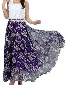 Afibi Womens Full/Ankle Length Blending Maxi Chiffon Long Skirt - Zainab's Closet