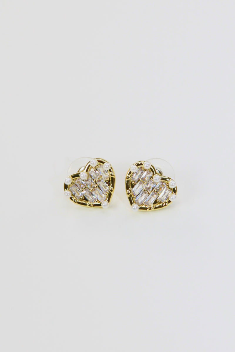 Gold Plated Heart Stud Earrings