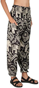 Joob Joob Women's Comfy Bohemian Tapered Elephant Loose Yoga Travel Pajama Lounge Pants - Zainab's Closet