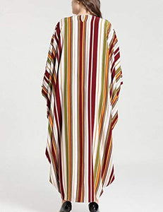 Flygo Women's Batwing Plaid Floral Printed Short Sleeve Oversized Maxi Dress