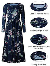 Load image into Gallery viewer, ZESICA Women&#39;s Floral Print Long Sleeve Pockets Empire Waist Pleated Long Maxi Dress