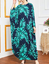 Load image into Gallery viewer, Flygo Women&#39;s Batwing Plaid Floral Printed Short Sleeve Oversized Maxi Dress