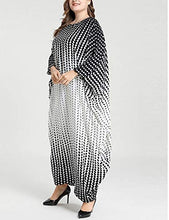 Load image into Gallery viewer, Flygo Women&#39;s Batwing Plaid Floral Printed Short Sleeve Oversized Maxi Dress