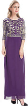 Load image into Gallery viewer, MANER Chiffon Beaded Sequin 3/4 Sleeve Long Gown - Zainab&#39;s Closet