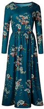 Load image into Gallery viewer, ZESICA Women&#39;s Floral Print Long Sleeve Pockets Empire Waist Pleated Long Maxi Dress