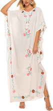 Load image into Gallery viewer, Flygo Women&#39;s Batwing Plaid Floral Printed Short Sleeve Oversized Maxi Dress