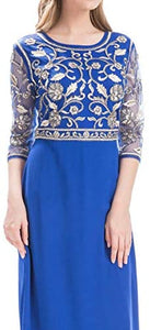 MANER Chiffon Beaded Sequin 3/4 Sleeve Long Gown - Zainab's Closet