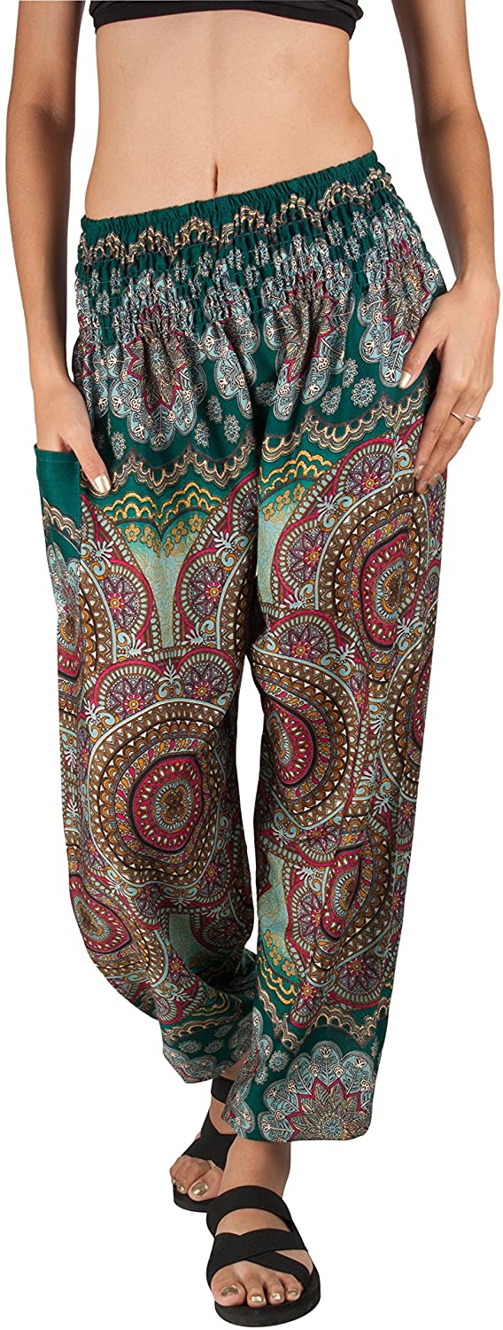 Joob Joob Women's Comfy Bohemian Tapered Elephant Loose Yoga Travel Pajama Lounge Pants - Zainab's Closet