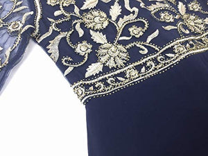 MANER Chiffon Beaded Sequin 3/4 Sleeve Long Gown - Zainab's Closet