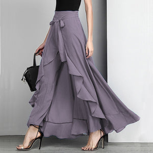 Autumn Chiffon Ruffled Pant Skirt - Zainab's Closet