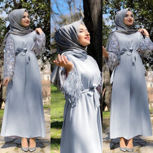 Load image into Gallery viewer, Delias Sequin Maxi Eid Abaya w/ Tassels - Zainab&#39;s Closet