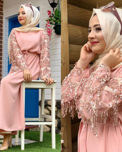 Delias Sequin Maxi Eid Abaya w/ Tassels - Zainab's Closet
