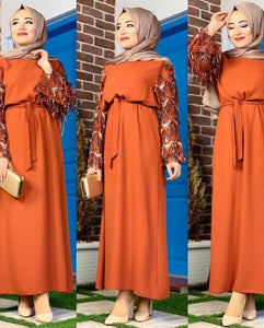 Delias Sequin Maxi Eid Abaya w/ Tassels - Zainab's Closet