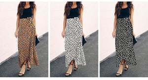 Surmiitro Polka Dot A-line Split Maxi Summer Skirt - Zainab's Closet