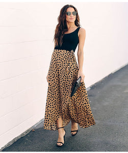 Surmiitro Polka Dot A-line Split Maxi Summer Skirt - Zainab's Closet