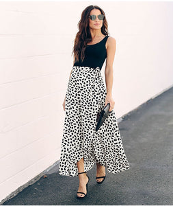Surmiitro Polka Dot A-line Split Maxi Summer Skirt - Zainab's Closet