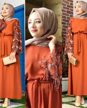Load image into Gallery viewer, Delias Sequin Maxi Eid Abaya w/ Tassels - Zainab&#39;s Closet