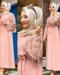 Delias Sequin Maxi Eid Abaya w/ Tassels - Zainab's Closet