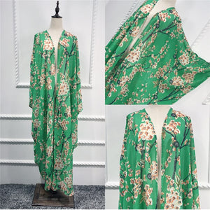 AIFEIYIYI Floral Print Batwing Sleeve Kaftan Robe - Zainab's Closet