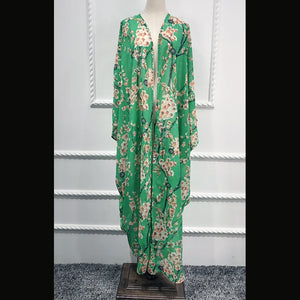 AIFEIYIYI Floral Print Batwing Sleeve Kaftan Robe - Zainab's Closet