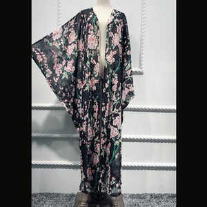 AIFEIYIYI Floral Print Batwing Sleeve Kaftan Robe - Zainab's Closet