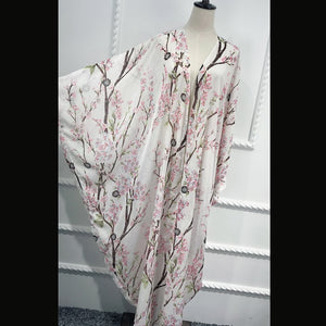 AIFEIYIYI Floral Print Batwing Sleeve Kaftan Robe - Zainab's Closet