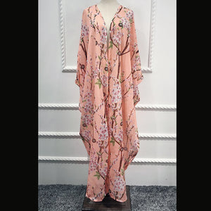 AIFEIYIYI Floral Print Batwing Sleeve Kaftan Robe - Zainab's Closet
