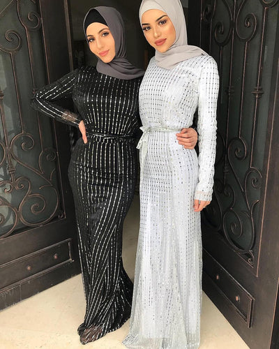 Delias Sequin Striped Maxi Dress w/ Sash - Zainab's Closet
