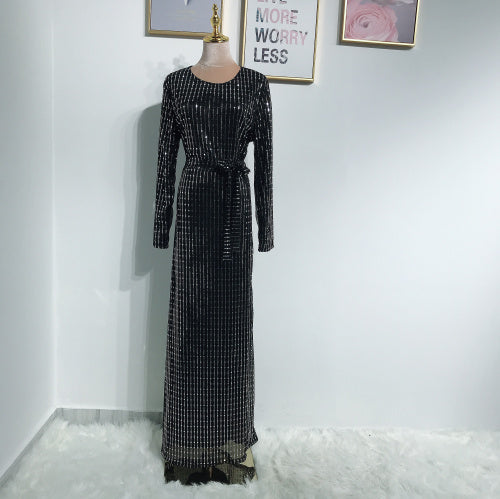 Delias Sequin Striped Maxi Dress w/ Sash - Zainab's Closet
