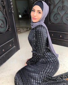Delias Sequin Striped Maxi Dress w/ Sash - Zainab's Closet