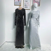 Load image into Gallery viewer, Delias Sequin Striped Maxi Dress w/ Sash - Zainab&#39;s Closet