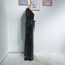 Load image into Gallery viewer, Delias Sequin Striped Maxi Dress w/ Sash - Zainab&#39;s Closet