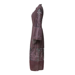 AIFEIYIYI Dubai Lace Trim Abaya Robe w/ Sash - Zainab's Closet